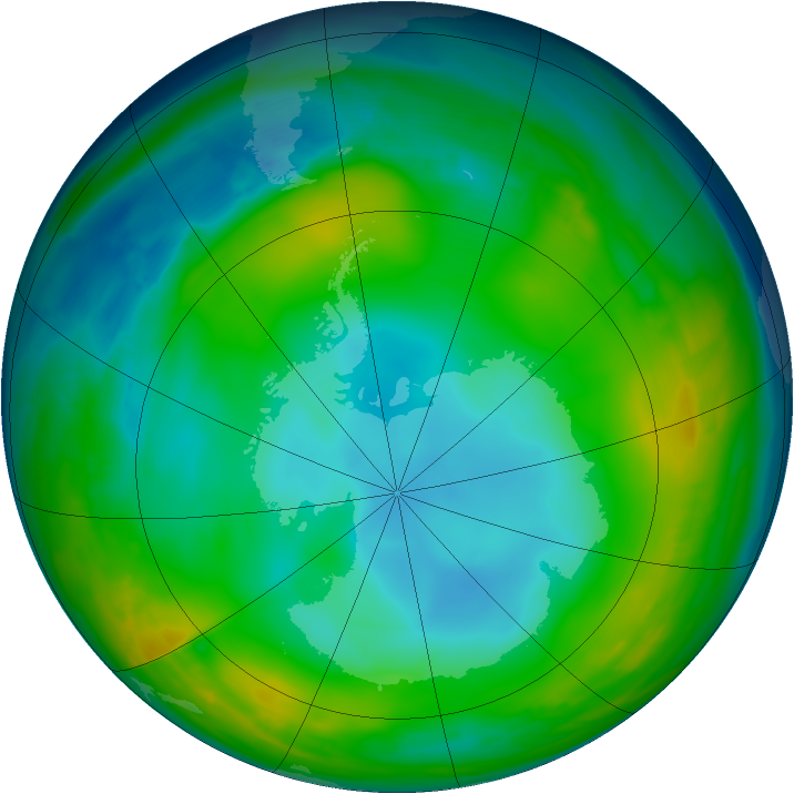 Antarctic ozone map for 28 June 2015